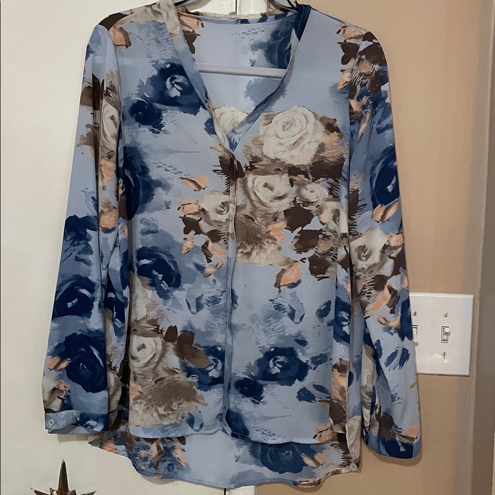 Floral Print Button-Up Blouse